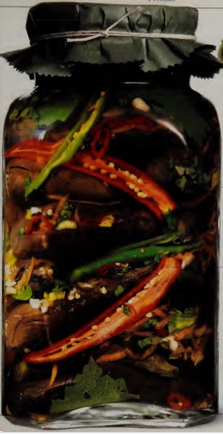 Pickled eggplant in a glass jar